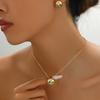 Europeu e americano versátil feminino brincos colar terno nicho diamante 18k galvanizado design clavícula corrente brincos geométricos
