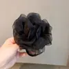 Scrunchie Grande de Organza com Pérola Rosa para Mulheres, Elástico para Rabo de Cavalo Baixo, Acessório de Cabelo de Tecido Suave e Elegante para Banquetes