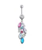 SHBY036Ebay color cristal flor anillo para ombligo clavo de ombligo anillo de ombligo joyería para perforación