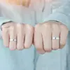 Un Par de Anillos de Pareja Amor Eterno con Diamantes y Letras Inglesas Anillos Abiertos, Modernos, Sencillos y Anillos de Amor Eterno