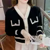 Cárdigan de Punto de Manga Larga con Bloques de Color, Nuevos Tops Coreanos de Primavera y Otoño para Mujer, Suéteres Exteriores para Mujeres Petites, Prendas de Abrigo para Mujer