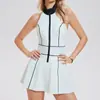 Vestido de Tenis Caijue para Mujer con Almohadillas en el Pecho, Anti-Exposición, Cuello Alto, Cremallera, Falda de Corte A, Vestido Deportivo de Bádminton