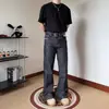 Pantalones Largos de Mezclilla para Hombre Estilo High Street para Viajar a Diario Jeans Originales Cosidos a Mano para Hombre Pantalones Largos Casuales Versátiles Apilados Rectos para Hombre