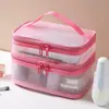 Bolsa de Viaje Transparente Pequeña para Amazon, Bolsa de Almacenamiento Cosmético Portátil de Malla, Neceser Portátil, Bolsa para Papelería