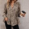 Bai Fen Zhi Yi Camisas Casuales de Trabajo Europeas y Americanas de Venta Caliente, Camisas Sueltas de Manga Larga con Estampado de Leopardo para Mujer, Transfronterizas