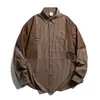 Camisa de Retalhos Xadrez com Lapela de Manga Longa Estilo Retro Americano Nanxia para Homens, Nova Tendência de Camisa Solta para Primavera