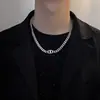 Collar Doble D Transfronterizo para Hombre, Diseño de Nicho Hip-Hop, Cadena de Acero de Titanio, Marca de Moda, Accesorio Versátil Personalizado, Collar de Acero de Titanio