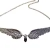 Caliente Retro Alas de Ángel Pluma Colgante Grande Estético Cadena Anillo Collar de Dama Venta Directa de Fábrica