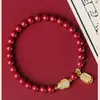 Pulsera de Jade Hetian, Pulsera de Cinabrio para Mujer, Pulsera Natural de Hebilla de Paz para Hombre, Regalo de Joyería, Pulsera de Cinabrio