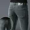 Jeans verdes de alta gama de lujo ligero italianos para hombre, nuevos de primavera y otoño, ajustados, elásticos, versátiles, modernos, pantalones para hombre