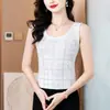 Verano 2025 Nuevo Estilo Europeo de Alta Gama Malla de Pedrería Resistente Top de Moda para Mujer Chaleco Base de una Sola Capa