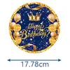 Feliz Cumpleaños Serie Azul Dorado Set de Vajilla para Fiesta de Cumpleaños Tenedor Boda Festiva Cuchara Plato de Cena Vajilla