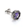 Brincos de titânio com borda irregular retrô e incrustados com diamantes redondos, moda fria para homens e mulheres