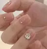 Modelo Doméstico Mais Vendido Combinação de 10 Peças de Manicure Doce Estampa de Leopardo Desenho Animado Longo Strass Gato Francês Olho de Gato Unhas Usáveis Atacado