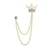 Broche de borla con cadena de corona de diamantes de comercio exterior Accesorios de collar de moda europea y americana Accesorios de corsage versátiles para ropa