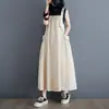 Verão japonês e coreano novo estilo simples sem mangas all-match plus size strap vestido desgaste exterior solto emagrecimento elegante vestido de alça