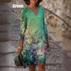 Vestido amarillo casual de cuello en V con estampado de hojas para primavera 2021, transfronterizo AliExpress Amazon Europa y Estados Unidos (una gran cantidad de puntos
