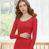 Conjunto de roupa íntima térmica feminina com veludo extra gola redonda alemã roupas de outono calças de outono suéter de algodão com lixamento dupla face pijamas outono e inverno
