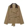 Ropa de Mujer Transfronteriza 2026 Nuevo Estilo Europeo y Americano Sentido de Diseño de Nicho Gabardina de Doble Botonadura Ceñida a la Cintura Prendas de Abrigo 1323269