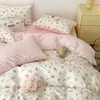 Juego de funda de edredón de algodón lavado Hello Kitty estilo Ins para chica de cuatro piezas, juego de sábanas de tres piezas estilo princesa para dormitorio