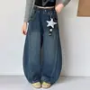 Calça Feminina Estilo Primavera e Outono 2026 Nova Roupa de Outono Moda Elegante Calça de Pernas Largas Pernas Tortas para Meninas Grandes Jeans Infantil