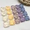 Zhen Tu Parche de Resina Irregular con Patrón de Ondas de Agua de Color Sólido Geométrico Cuadrado Estilo Japonés Accesorios Materiales para Joyería Hecha a Mano DIY