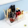 Caja Compartimentada para Brochas de Tiza, Caja de Almacenamiento para Cosméticos, Organizador de Brochas de Maquillaje y Labiales, Almacenamiento Acrílico Transparente para Escritorio