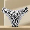 Amazon Transfronteiriça Europa e América Seda de Gelo Contínua Estampa de Leopardo Roupa Íntima Feminina Sexy Bikini de Cintura Média Tanga Feminina para Yoga