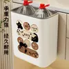 Lixeira de cozinha, lixeira doméstica para resíduos alimentares, recipiente de armazenamento de parede sem perfuração, lixeira de limpeza sem dobrar, lixeira sanitária de pendurar