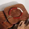 Pulseira de Ágata Vermelha Natural Joia para Ano Zodiacal Feminino, Cabacinha da Sorte, Fivela Segura, Lingote da Fortuna, Pulseira de Virada da Sorte