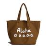 Nova Bolsa de Lona Estilo Coreano Grande Capacidade Ombro Único Bolsa Tote com Letras Simples Casual para Ir ao Trabalho Compras Bolsa Tote Feminina