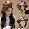 Orejas de Gatito de Piel Negra Leopardo Felpa Aro para el Cabello Mujer Lavar la Cara Maquillaje Diadema Dibujos Animados Accesorios para el Cabello Lujo Salsa de Gato