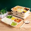 Caja de Embalaje Cuadrada Lonchera Desechable Pulpa Biodegradable Engrosada Caja para Llevar Almuerzo Multi-Rejillas Ensaladera Se Puede Calentar