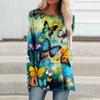 Comercio Exterior Transfronterizo 2020 Moda Femenina Transfronteriza de Comercio Exterior Holgado Cuello Redondo Estampado Digital Manga Larga Top 8961