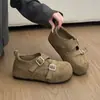 Altura Interior 5cm Estilo Coreano Retro Hebilla Doble Moda Zapatos Birkenstock para Mujer Otoño/Invierno Nuevos Suela Gruesa Versátiles Modernos Mocasines