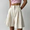Shorts de Traje Plisados de Cintura Alta Transfronterizos Estilo Europeo y Americano Primavera/Verano 2026 Nuevos de Lino Sueltos Adelgazantes de Pierna Ancha Casuales
