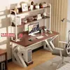 Mesa de computador para casa com painel perfurado, mesa gamer, design simples, adequada para quartos, mesa de estudo para estudantes e mesa de escrita integrada com estante