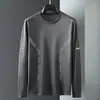 Camiseta de manga larga de otoño, diseño estampado, talla grande, para adolescentes, cuello redondo de hombre, simple y de corte holgado, top moderno