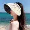 Nuevo sombrero visera plisado para protección solar para mujer, sombrero de sol de moda para ciclismo con ala grande para exteriores, sombrero de sol de playa de verano