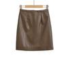 Ay731-25 Nuevo Estilo Otoñal Moda Americana Anticuada Falda Elegante de Cuero PU Mate Cintura Alta Aspecto Adelgazante Falda que Cubre la Cadera