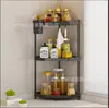Estante de Almacenamiento de Cocina de Encimera Sin Perforaciones de Piso Triangular Especiero Multicapa de Esquina Estante para Cuchillos y Palillos
