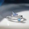 Anillo de Burbuja de Sirena para Mujer Banda Lisa Abierto Ajustable Moda Exquisito Versátil Estilo Coreano Nuevo Anillo de Regalo para Mejor Amiga