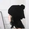 Moda Outono e Inverno Chapéu de Tricô Listrado em Xadrez Versátil Chapéu Pulôver Simples Fofo Masculino Feminino Chapéu de Lã com PomPom