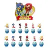 Topo de Bolo de Aniversário Infantil Novo Mais Vendido com Tema Sonic, Conjunto Grande e Pequeno, Enfeites de Decoração de Festa