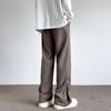 Calça Casual de Alta Qualidade com Zíper Dividido Masculina Simples Sem Passar Verão Solta Vibe Reta Perna Larga Micro Calça