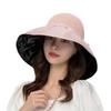 Nuevo sombrero de sol de plástico negro de ala grande para primavera y verano con lazo, sombrero de pescador plegable para almacenamiento, moda femenina, todo partido, protección solar