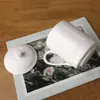Xícaras de Chá de Cerâmica Branca Pura Atacado com Tampas para Reuniões de Escritório, Quartos de Hotel, Xícaras de Presente, Canecas de Porcelana