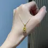 Pingente Shuibei em Ouro 18K com Detalhes em Diamante, Formato de Cabaça, Pingente da Sorte Au750, Novo Estilo Chinês Luxo Leve Colar Clavícula Feminino com Moissanita