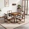 Móveis Estéticos Estilo Canção, Mesa dos Oito Imortais, Mesa de Xadrez em Madeira Maciça, Conjunto de Mesas Quadradas para Casa de Chá, Mesa de Chá Estilo Chinês para Varanda em Madeira de Ulmeiro Antigo