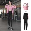 Suministro de primera mano, ropa de fitness de moda, traje de alta elasticidad, chaleco transpirable, pantalones cortos de yoga de secado rápido para mujer, conjunto de dos piezas para mujer